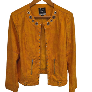 Lena Gabrielle Faux Suede Women's Mustard Leather Moto Jacket